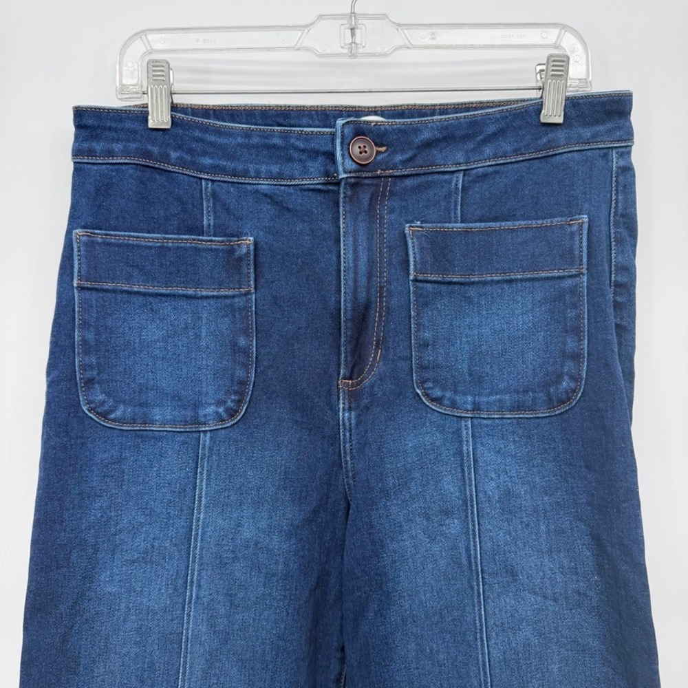 LC Lauren Conrad Wide Leg Jeans High Rise Patch Pocket Denim Blue Size 14 - Picture 3 of 10
